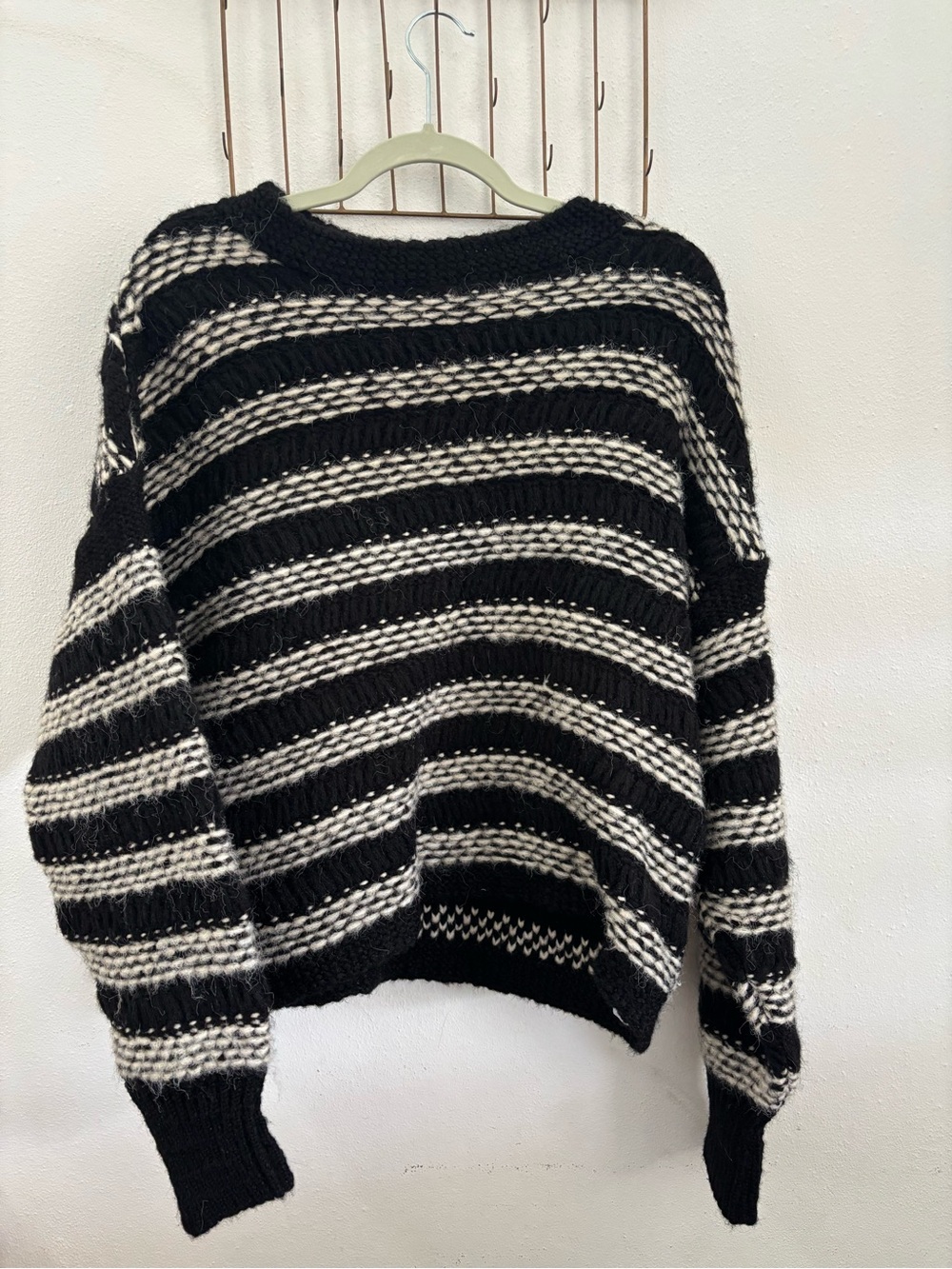 Nasty Gal Black and White Striped Crewneck Sweater